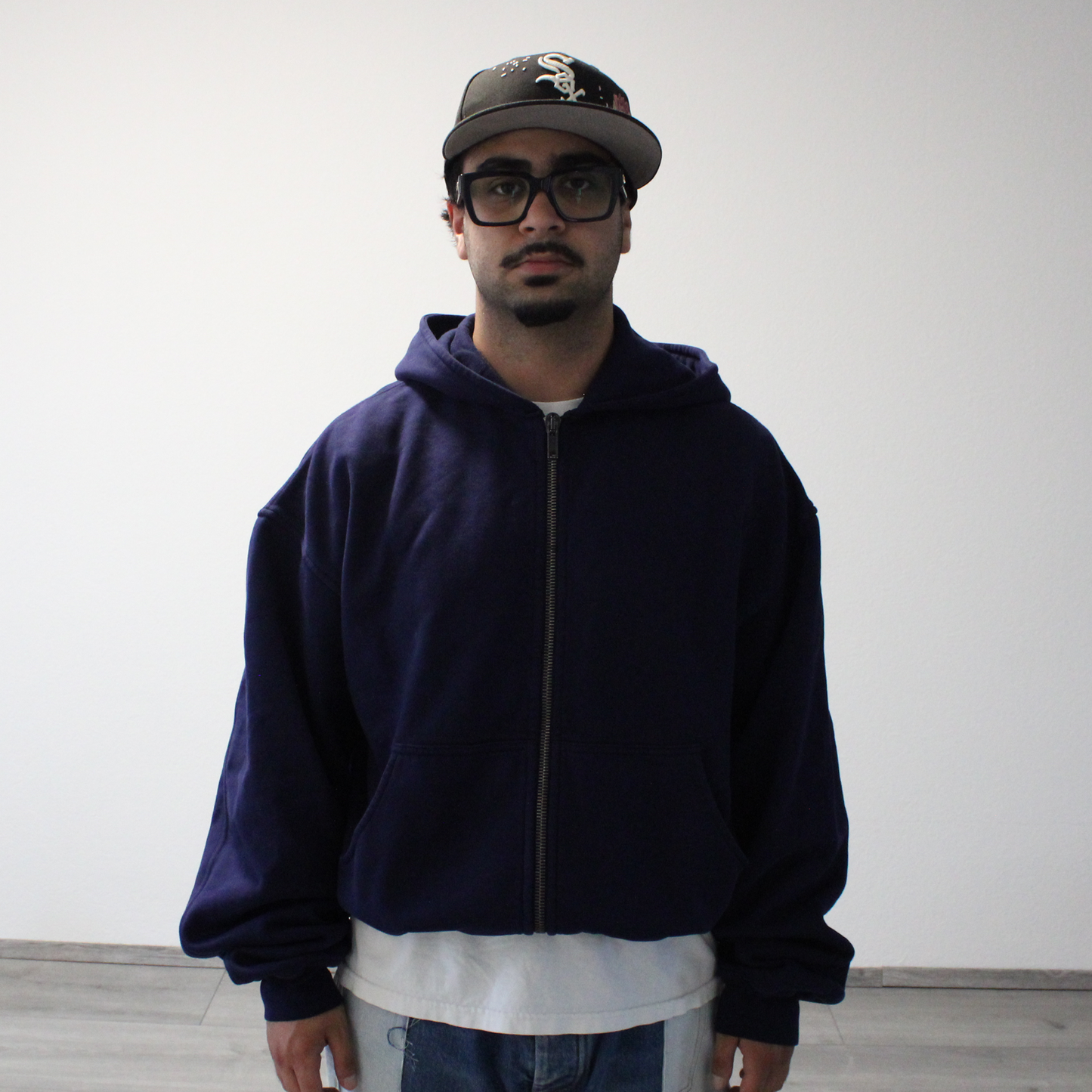 haider ackermann navy zip up