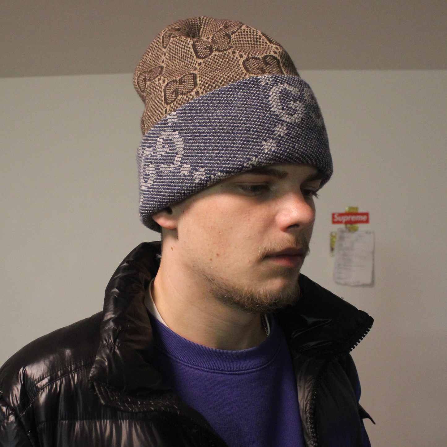 gucci fw 22 reversible GG jacquard wool beanie