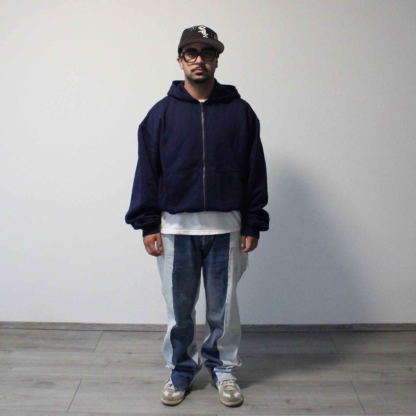 haider ackermann navy zip up