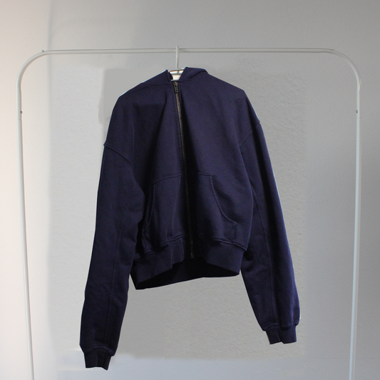 haider ackermann navy zip up
